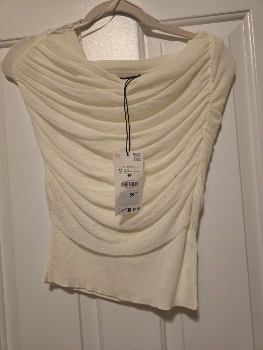Zara Cream Draped Off-Shoulder Camisole Top
